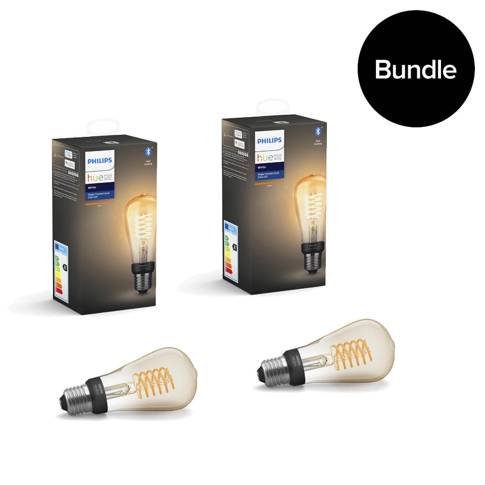 ​Philips Hue - 2xE27 Filament ST64 - Warm White - Bluetooth Bundle