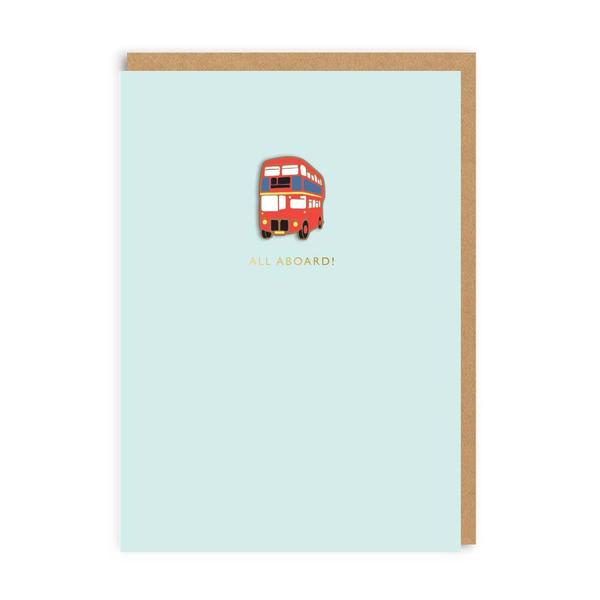 All Aboard! Bus Enamel Pin Greeting Card