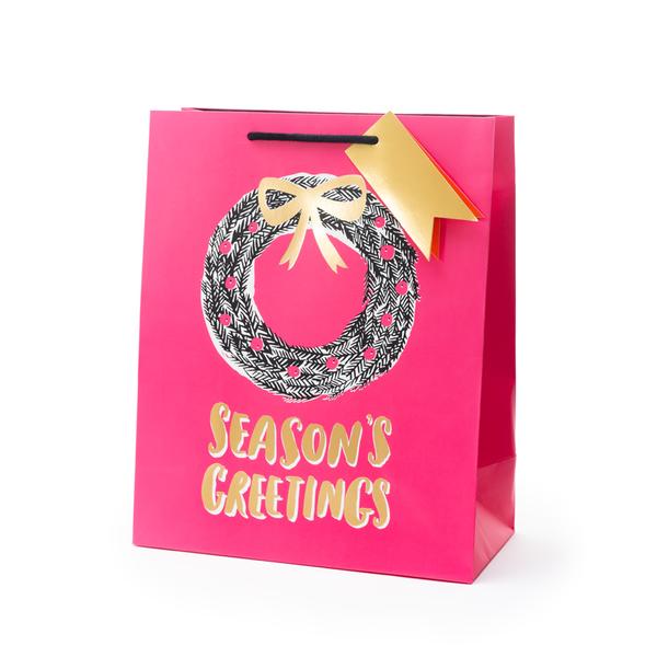 Seasons Greetings Wreath Christmas Large Giftbag