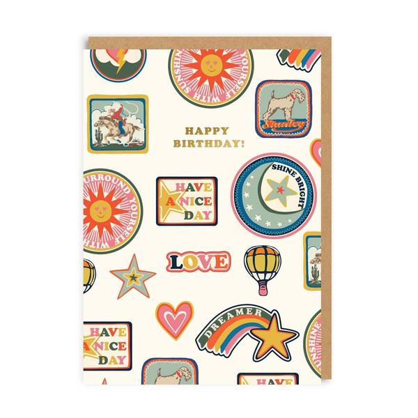 Birthday Patches AOP Greeting Card