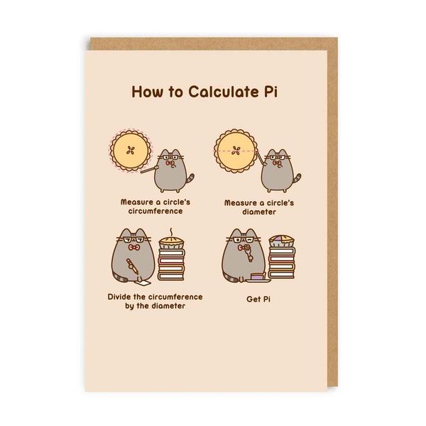 Pusheen How To Calculate Pi Greeting Card