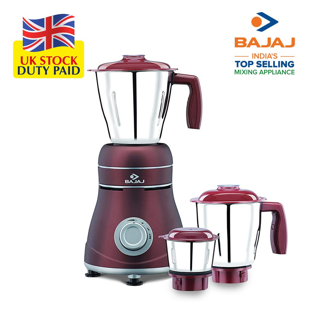 Bajaj Ivora Crimson Red 800 Watts, 3 Jar Mixer Grinder