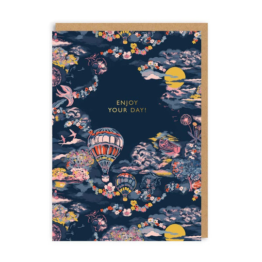 Navy Hot Air Balloon Greeting Card