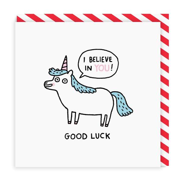 Good Luck Unicorn Square Greeting Card