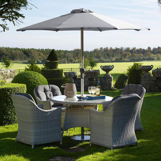 2021 Bramblecrest Monterey 4 Seat Garden Dining Set With Round Table - Dove Grey