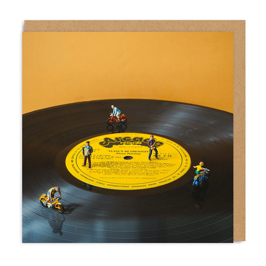 Little Tiny People Record Square Greeting Card