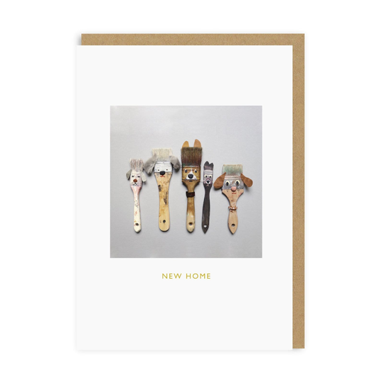 New Home Paint Brush Dogs Greeting Card