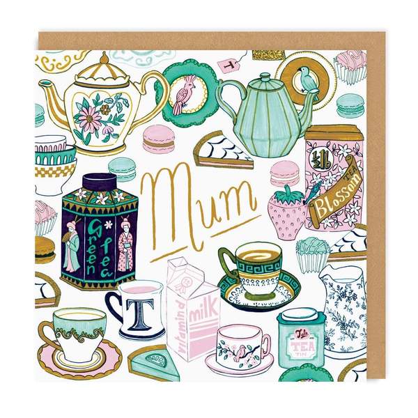 Mum Tea Time Square Greeting Card