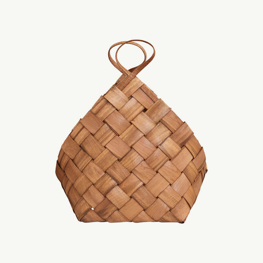 Carrick Medium Pinewood & Paper Basket, Brown