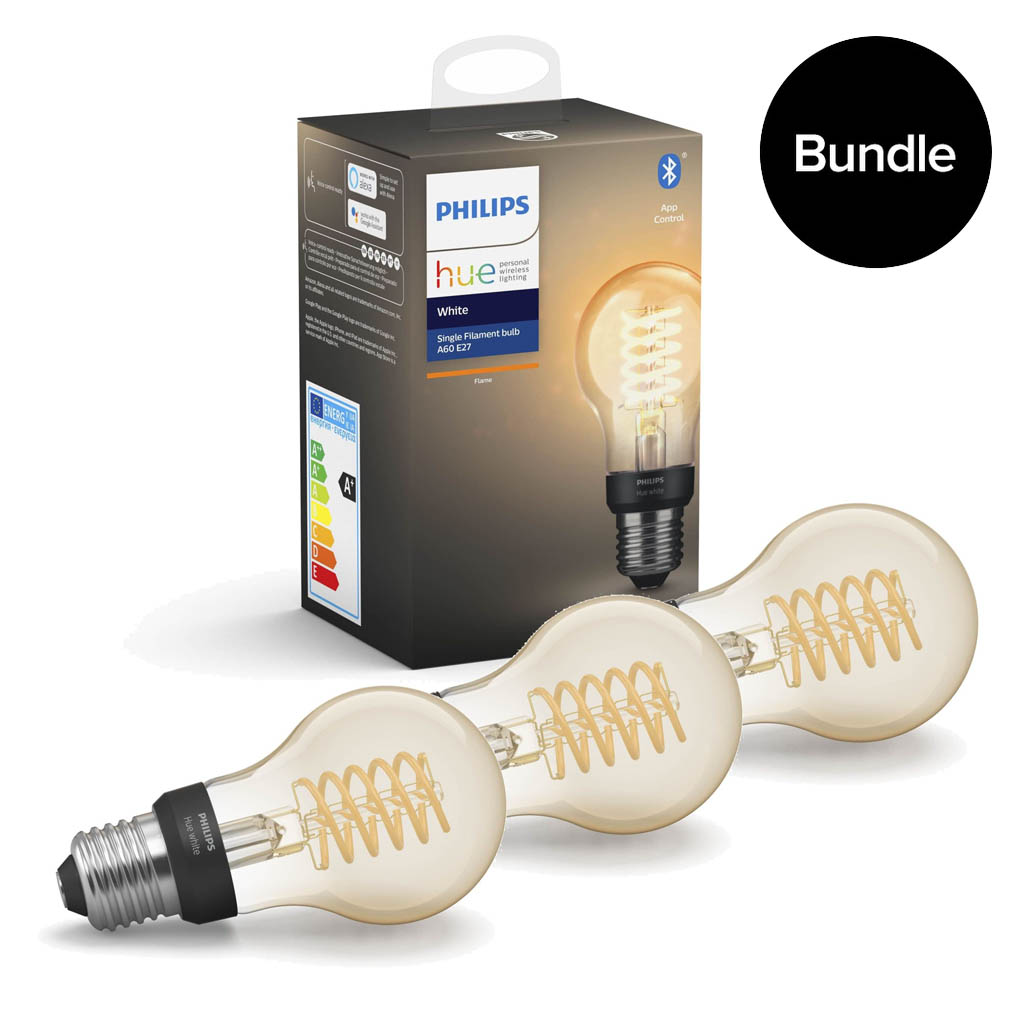 Philips Hue - 3xE27 Filament A60 - White - Bluetooth - Bundle