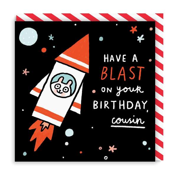 Cousin Have a Blast Square Birthday Greeting Card