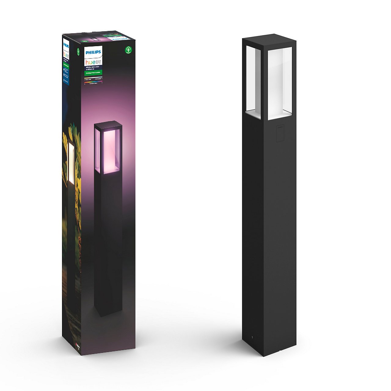 Philips Hue - Impress Post Black Outdoor - White & Color Ambiance