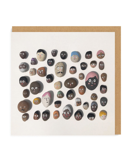 Stone Faces Square Greeting Card