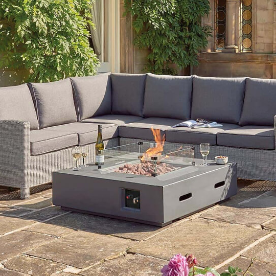 Kettler Universal Fire Pit Coffee Table 105cm with Glass Shield