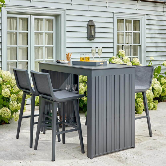 Bramblecrest La Rochelle 4 Seat Rectangle Garden Bar Table Set - Anthracite/Dark Grey