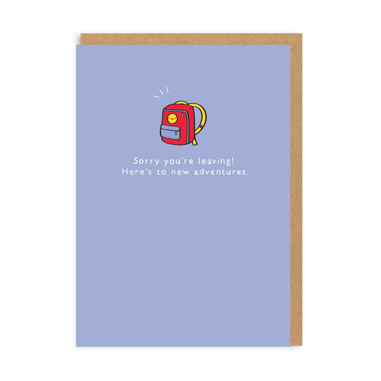 Sorry Leaving Backpack Enamel Pin Greeting Card