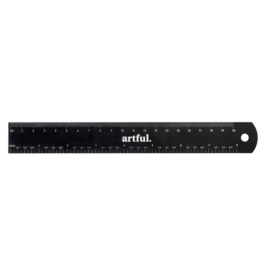 Artful Black Metal Ruler 20cm
