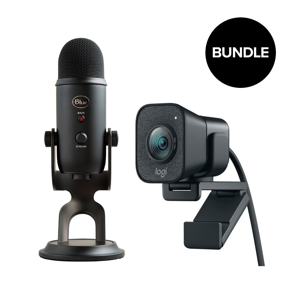 Logitech - STREAMCAM Graphite + Blue - Yeti Blackout Microphone - Bundle
