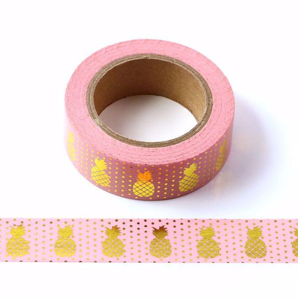 Gold Pineapple Pink Washi Tape