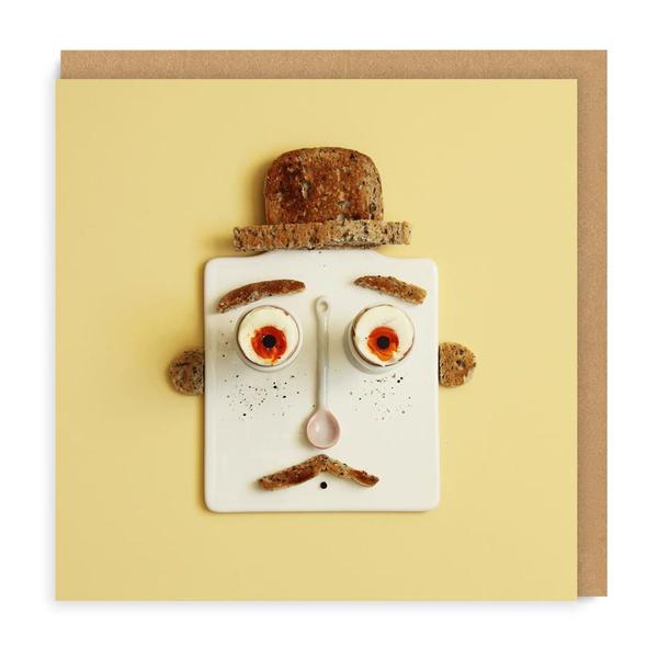 Eggs and Toast Face Square Greeting Card