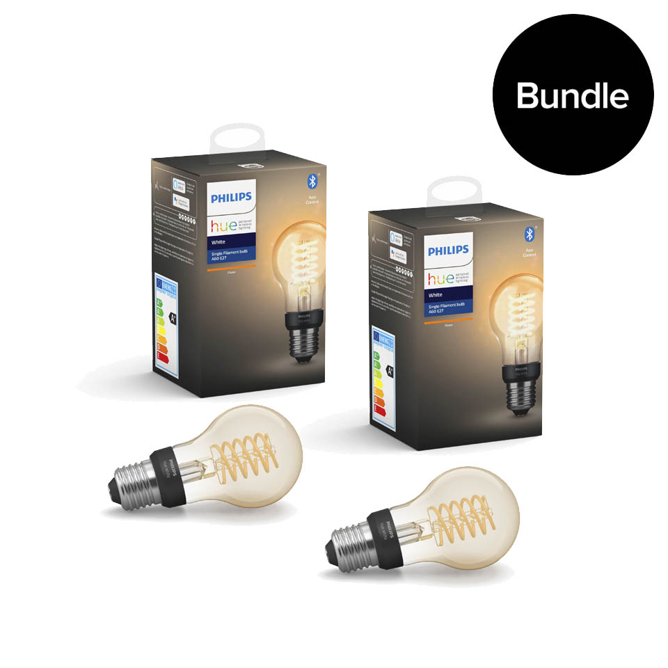 Philips Hue - 2xE27 Filament A60 - White - Bluetooth - Bundle