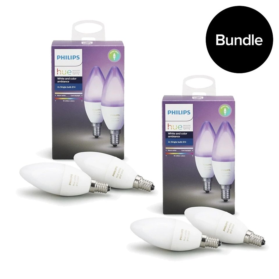 Philips Hue - 2X E14 2-Pack Bulb - White and Color Ambiance - Bundle