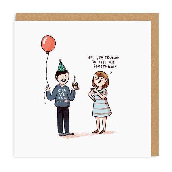 Kiss Me Square Birthday Greeting Card