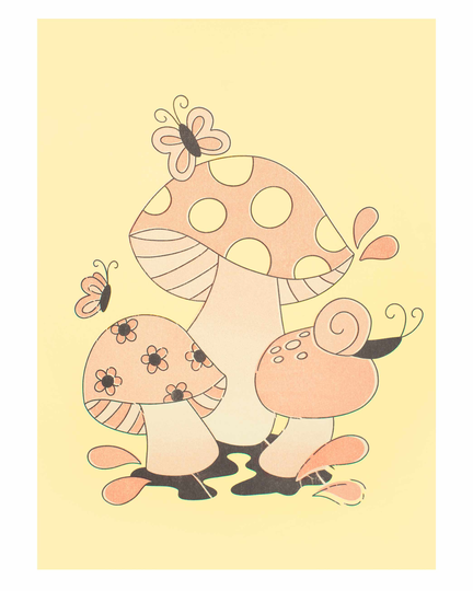 Retro Mushroom A3 Riso Print A3