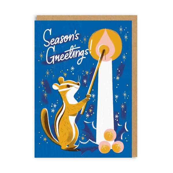 Season's Greetings Chipmunk Christmas Card