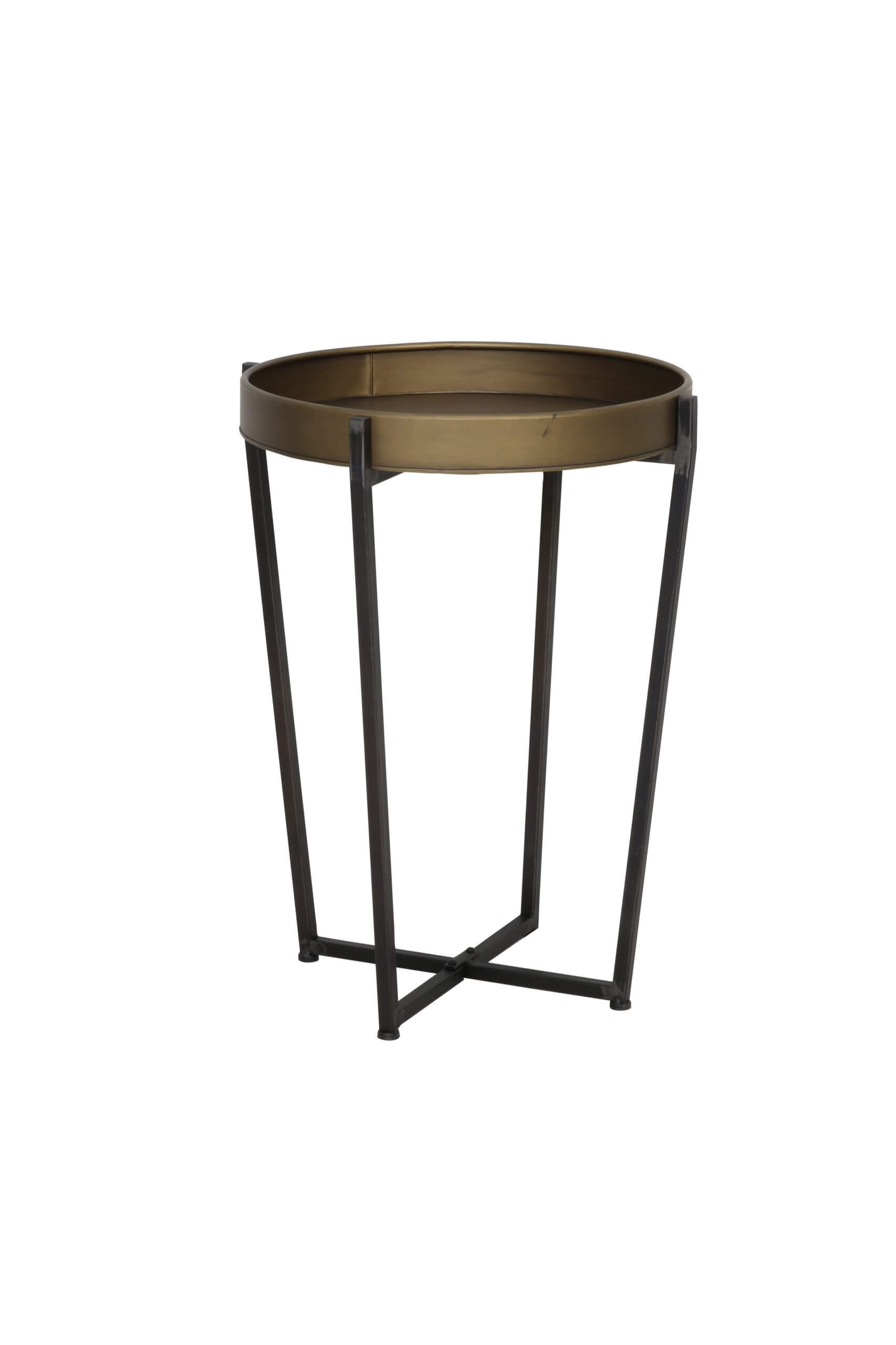 Small Bronze Art Deco Side Table With Raised Rim