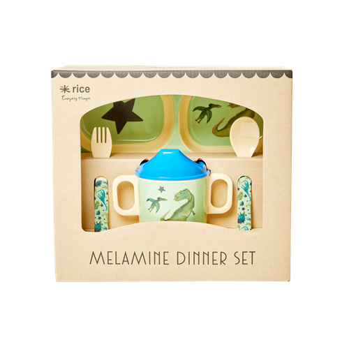 Rice - Melamine Baby Dinner Set Giftbox - Dino Print
