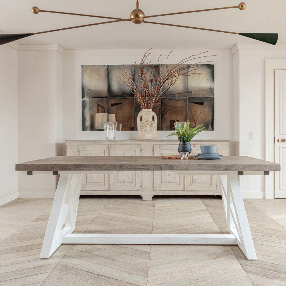 The White and Grey Extending Dining Table 2m