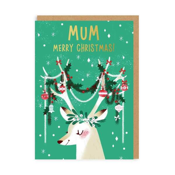 Mum Festive Antlers Christmas Card