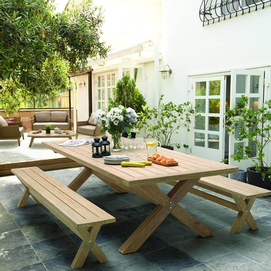 Kettler Cora Rectangle Dining Set With Two Cora Dining Benches - Acacia