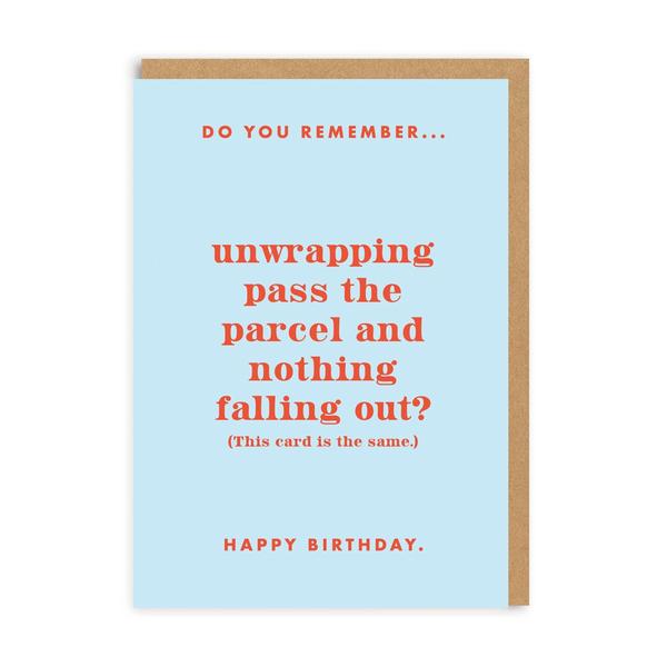 Do You Remember Pass The Parcel? Birthday Greeting Card