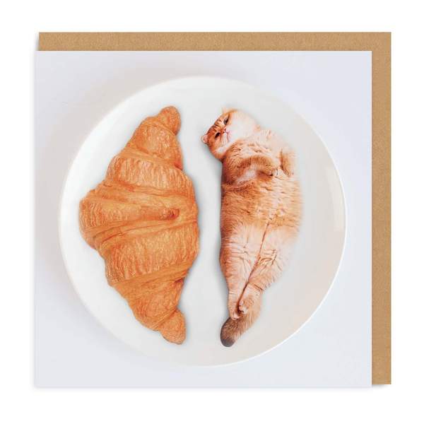 Cat Croissants Square Greeting Card