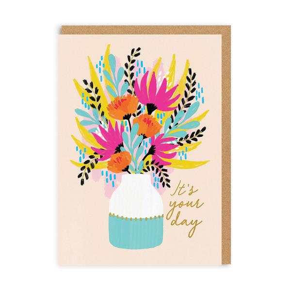 It's Your Day Floral Vase Greeting Card
