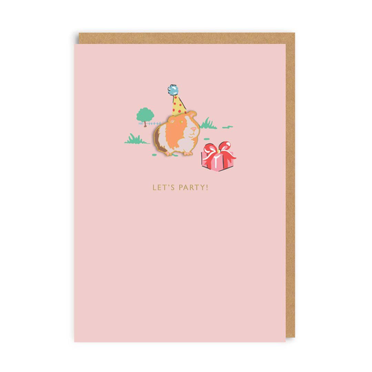 Let's Party! Guinea Pig Enamel Pin Card