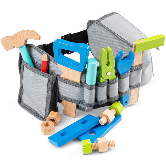 New Classic Toys - Tool belt w/ Wooden Tools Blue (N18286)
