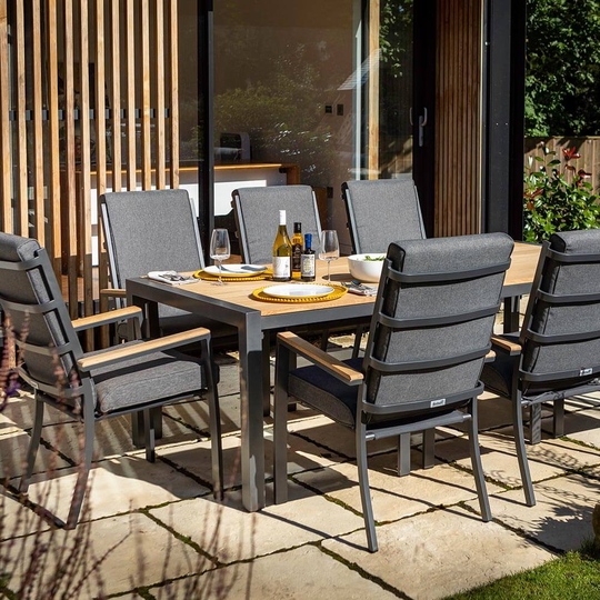 Hartman Singapore 8 Seat Rectangular Garden Dining Set – Slate/Teak