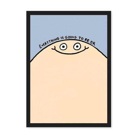 A4 Everything Is Going To Be Ok Riso Print, Blue