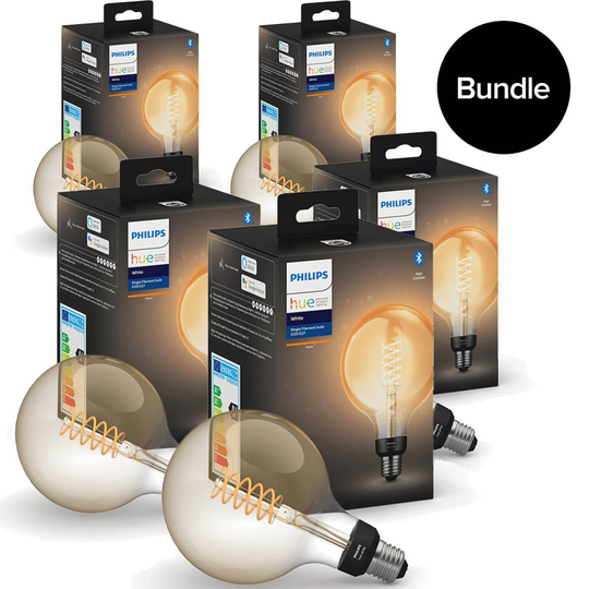 Philips Hue - 5x E27 Filament G25 Globe - Warm White - Bluetooth - Bundle
