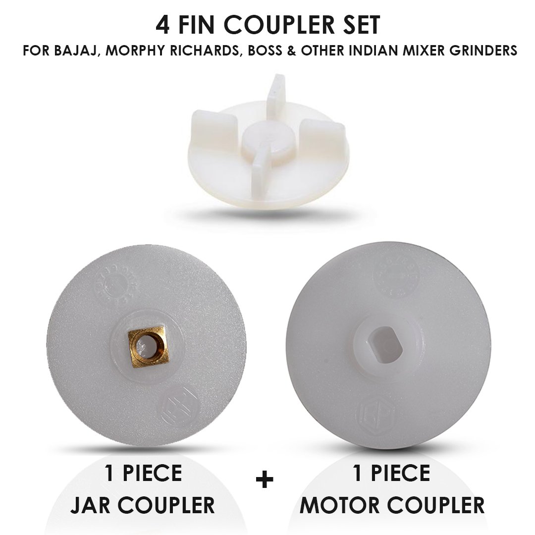 4 FIN COUPLER SET FOR BAJAJ, MORPHY RICHARDS, BOSS & OTHER INDIAN MIXER GRINDERS (Models 9 & 10)