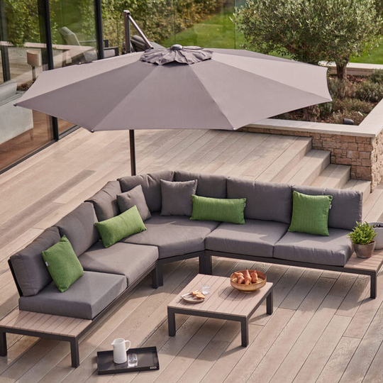 Kettler 3m Free Arm Round Parasol - Slate