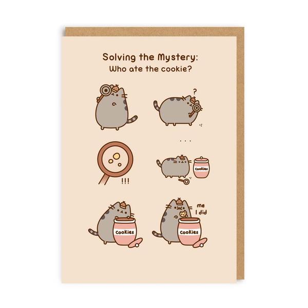 Pusheen Solving The Cookie Mystery: Greeting Card