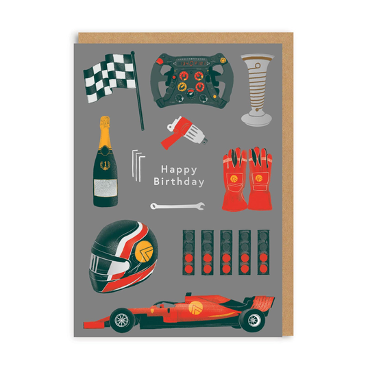 Happy Birthday F1 Greeting Card