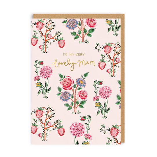 Very Lovely Mum Strawberry Garden Greeting Card