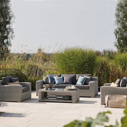 2021 Kettler Palma Luxe 3 Seater Sofa 2 Armchair Coffee Table Set - Whitewash