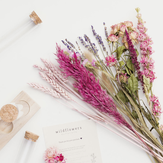 Pink Dried Flowers With Vases - Letterbox