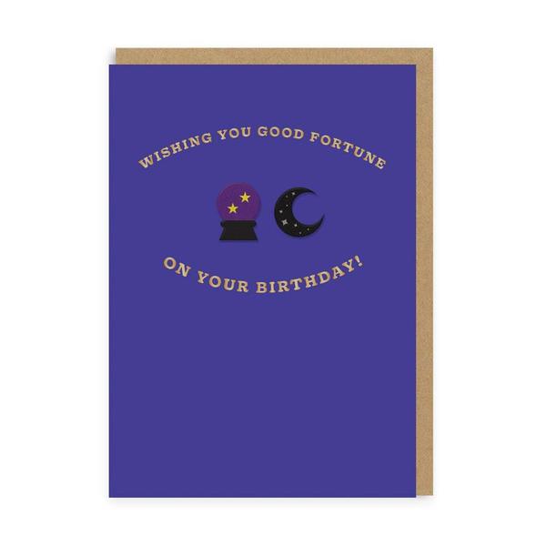 Crystal Ball & Moon Good Fortune Birthday Woven Patch Card